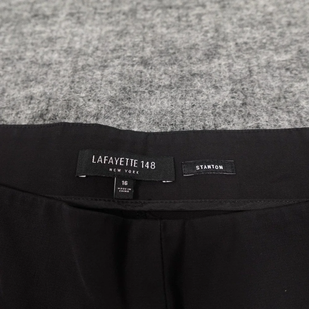 Lafayette 148 Stanton Pants Womens 16 Black Slim Tapered Stretch Cotton‎